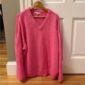 Banana Republic Bright Pink V-Neck Sweater